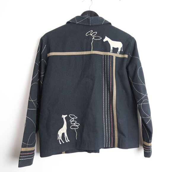 Vintage TanJay Petites Animal Embroidered Button Down Twill Jacket Size Medium - Picture 8 of 8